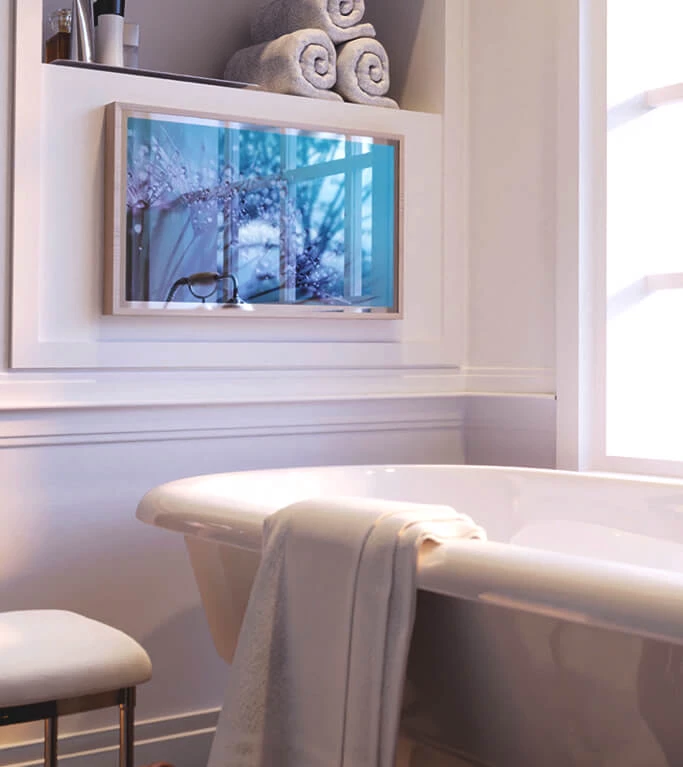 This bathroom TV brings your favorite shows to your bathroom.